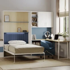 Cameretta 253x208h cm con letto a scomparsa e scrivania cashmere azzurro Colorful