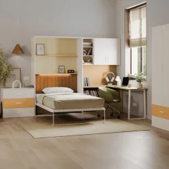 Cameretta 253x208h cm con letto a scomparsa e scrivania cashmere giallo Colorful