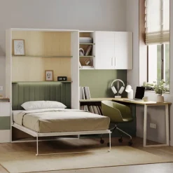 Cameretta 253x208h cm con letto a scomparsa e scrivania cashmere verde Colorful