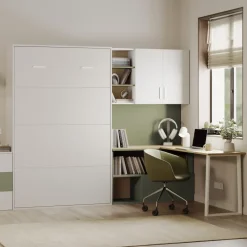 Cameretta 253x208h cm con letto a scomparsa e scrivania cashmere verde Colorful