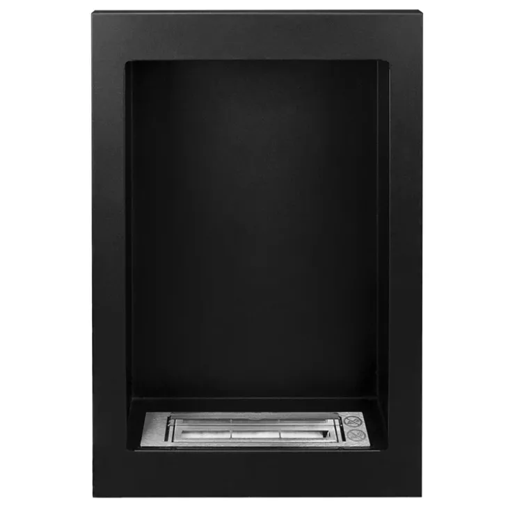 Caminetto 39x61h cm bioetanolo da parete acciaio nero Bernina