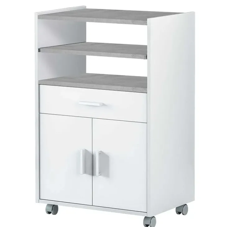 Carrello da cucina 59x92h cm con ruote bianco opaco cemento Comer