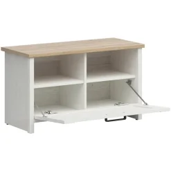 Cassapanca scarpiera 85x49h cm 1 anta bianco frassinato Lars