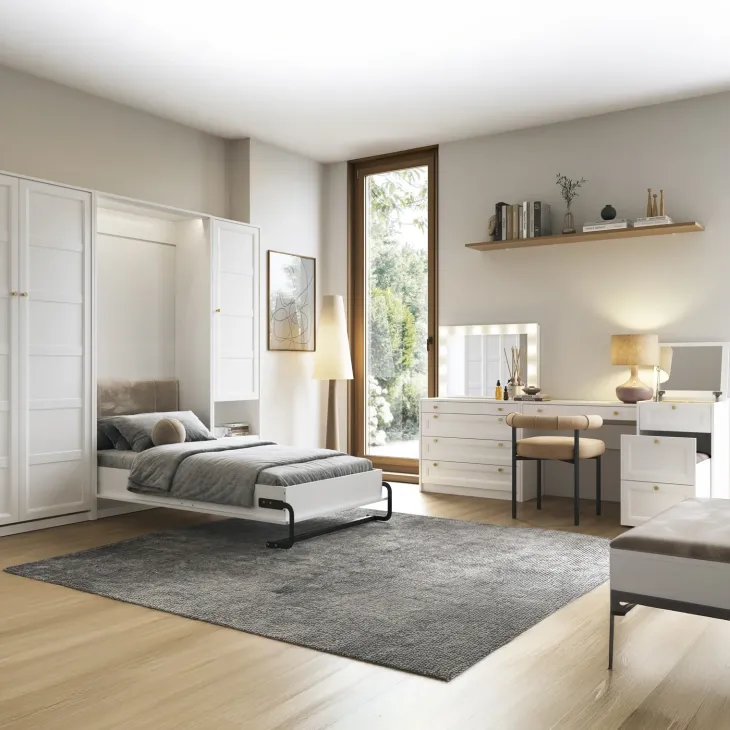 Cassapanca shabby 90x52h cm con seduta 2 cassetti bianco Shubo