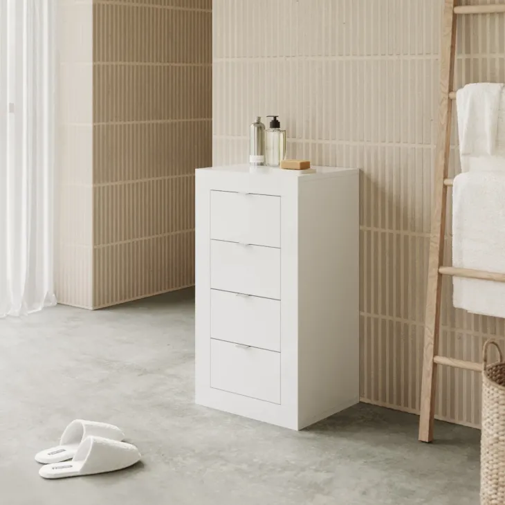 Cassettiera bagno 42x78h cm 4 cassetti bianco lucido Turny