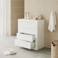 Cassettiera bagno 70x78h cm 4 cassetti bianco lucido Turny