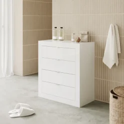 Cassettiera bagno 70x78h cm 4 cassetti bianco lucido Turny