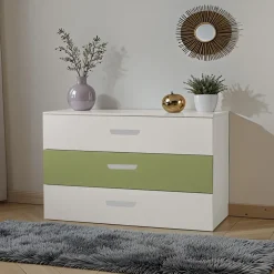 Cassettiera cameretta 80x73h cm 3 cassetti cashmere verde Colorful