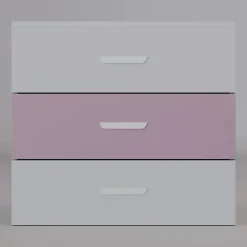 Cassettiera cameretta 80x73h cm 3 cassetti cashmere rosa Colorful