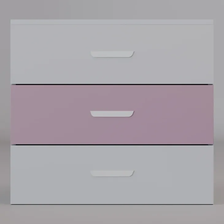 Cassettiera cameretta 80x73h cm 3 cassetti cashmere rosa Colorful