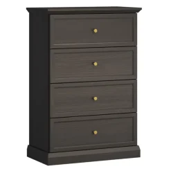 Cassettiera moderna 76x110h cm 4 cassetti shabby nero grafite Purro