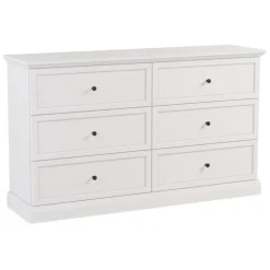 Cassettiera moderna 146x86h cm 6 cassetti shabby bianco Purro