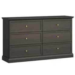 Cassettiera moderna 146x86h cm 6 cassetti shabby nero grafite Purro