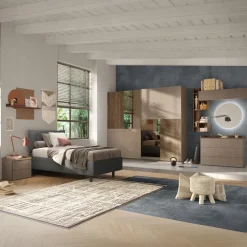 Cassettiera multifunzione 53x138h cm 6 cassetti marrone bronzo rovere scuro Brunny