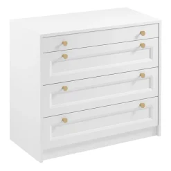 Cassettiera shabby 90x76h cm 4 cassetti bianco Shubo