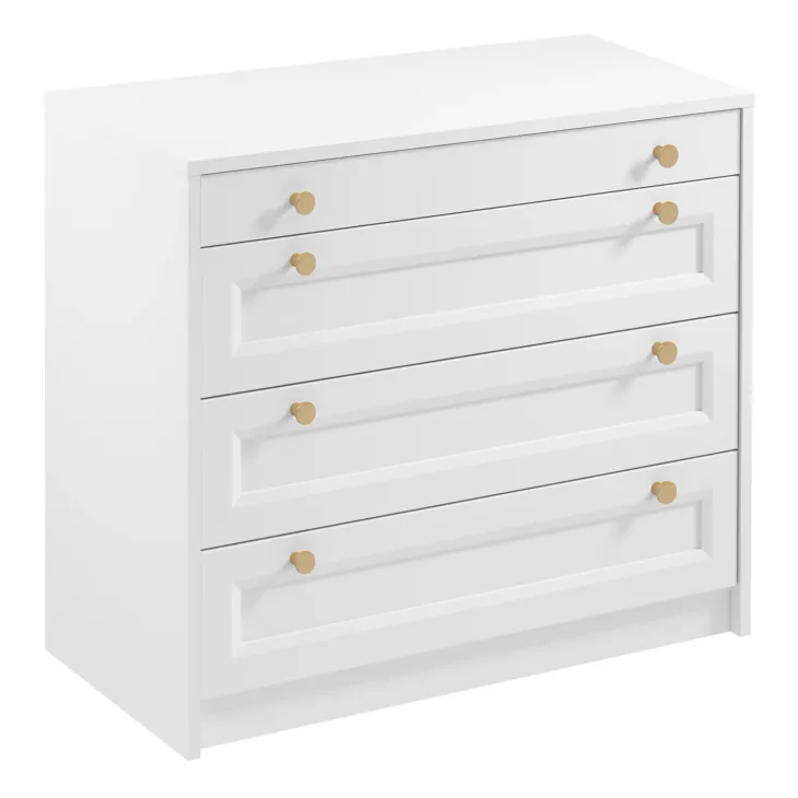 Cassettiera shabby 90x76h cm 4 cassetti bianco Shubo