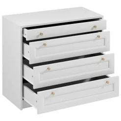 Cassettiera shabby 90x76h cm 4 cassetti bianco Shubo