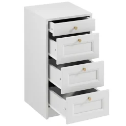 Cassettiera shabby 40x76h cm 4 cassetti bianco Shubo