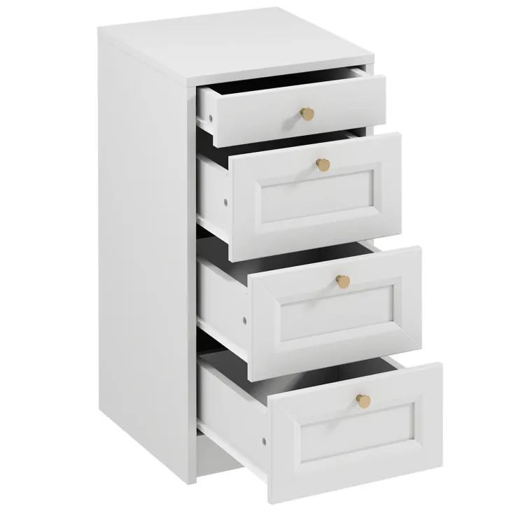 Cassettiera shabby 40x76h cm 4 cassetti bianco Shubo
