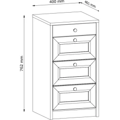 Cassettiera shabby 40x76h cm 4 cassetti bianco Shubo