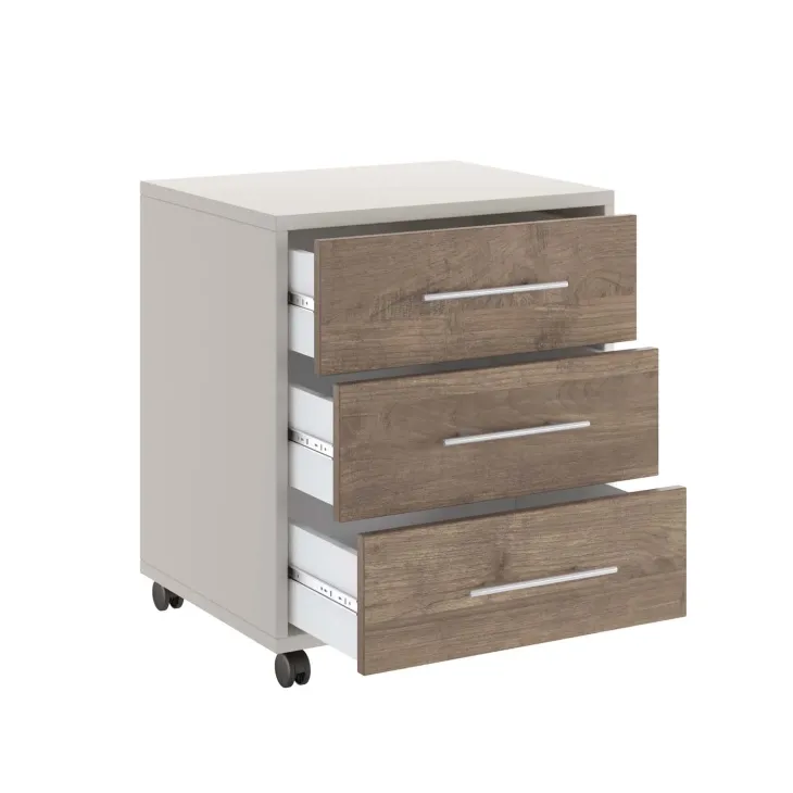 Cassettiera ufficio 43x57cm 3 cassetti beige cashmere noce Woody