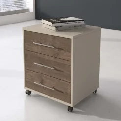 Cassettiera ufficio 43x57cm 3 cassetti beige cashmere noce Woody