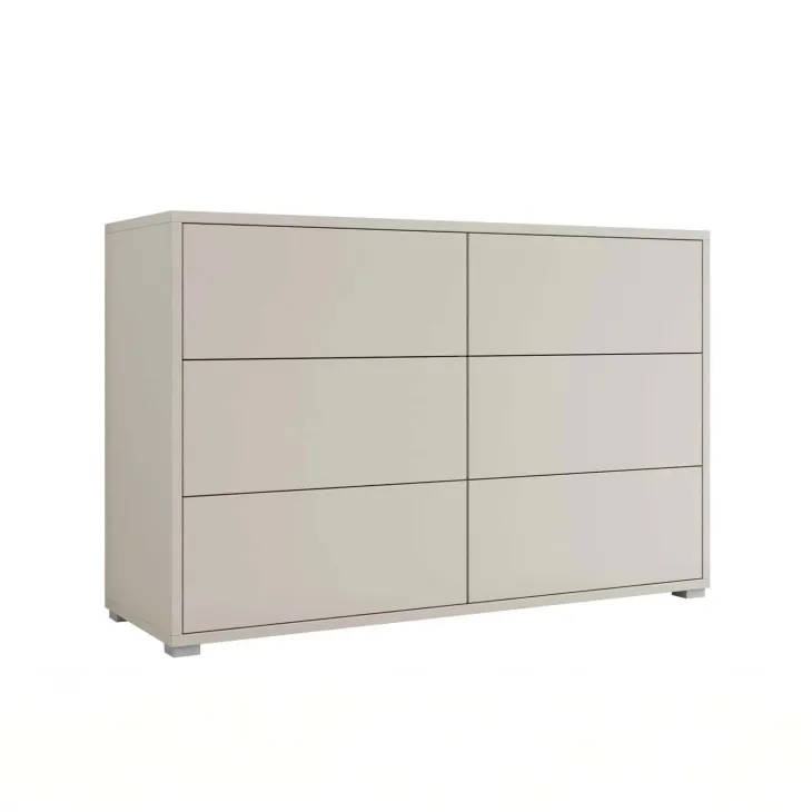 Cassettiera 120x73cm 6 cassetti moderna beige cashmere Eindhoven