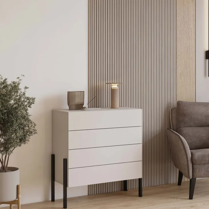 Cassettiera 84x90h cm 4 cassetti beige cashmere Simple