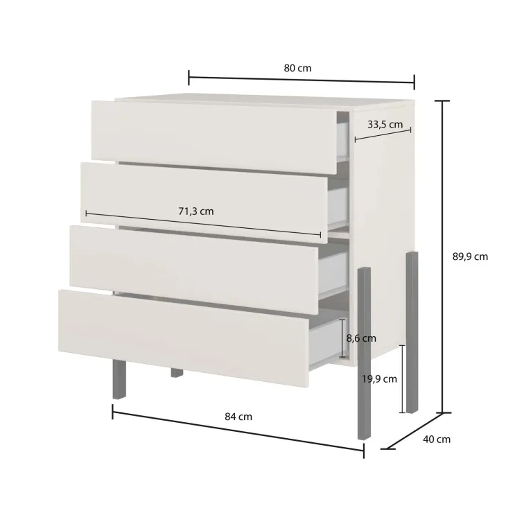 Cassettiera 84x90h cm 4 cassetti beige cashmere Simple