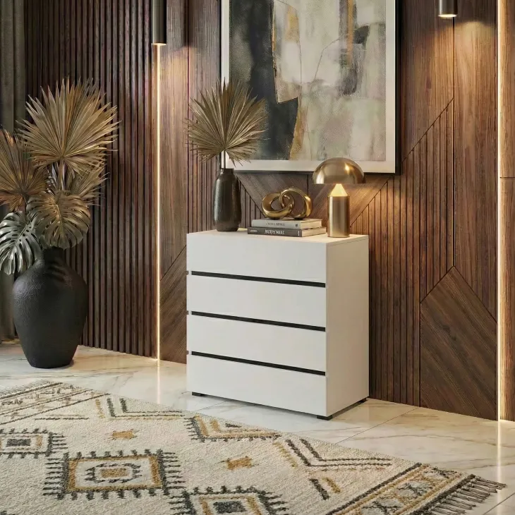 Cassettiera 60x79h cm 4 cassetti bianco Lolla