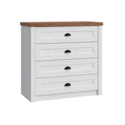 Cassettiera 88x88h cm 4 cassetti bianco frassinato rovere Provenza