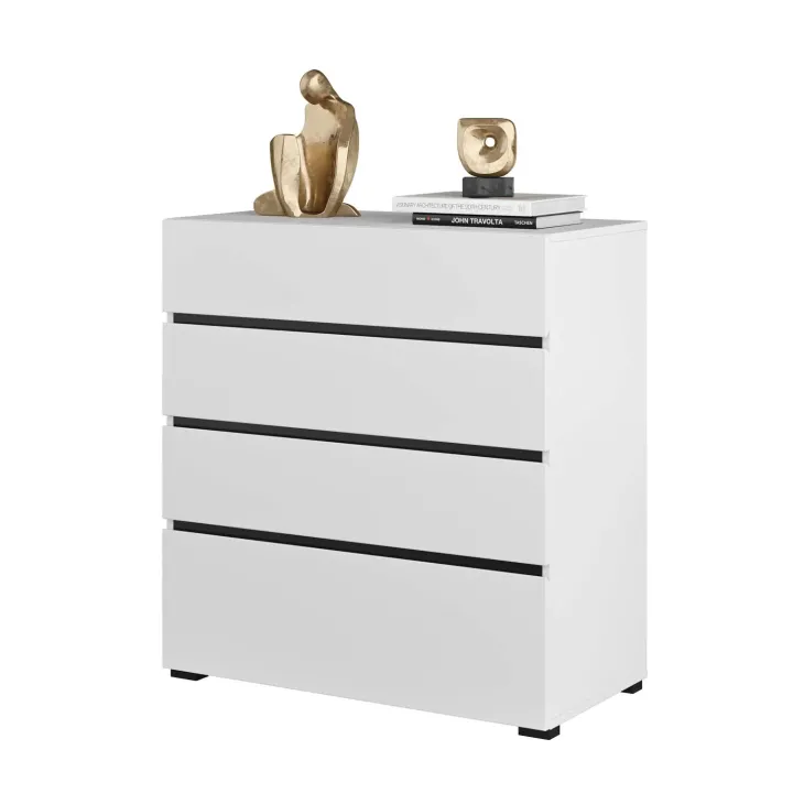 Cassettiera 80x85h cm 4 cassetti bianco opaco Lolla