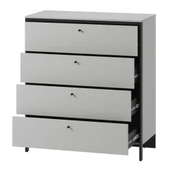 Cassettiera 101x115h cm 4 cassetti con LED grigio nero Luna