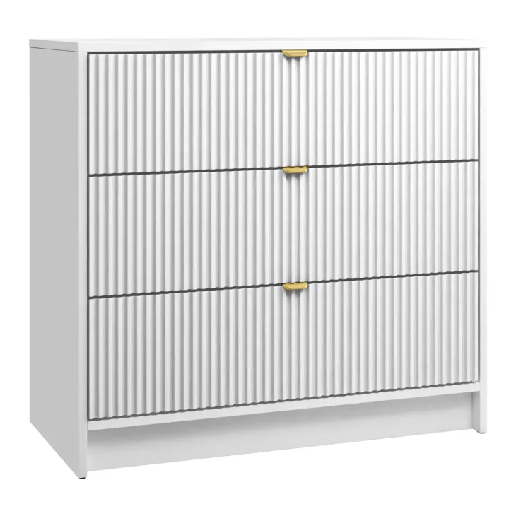 Cassettiera 80x75h cm 3 cassetti moderna bianco Athena