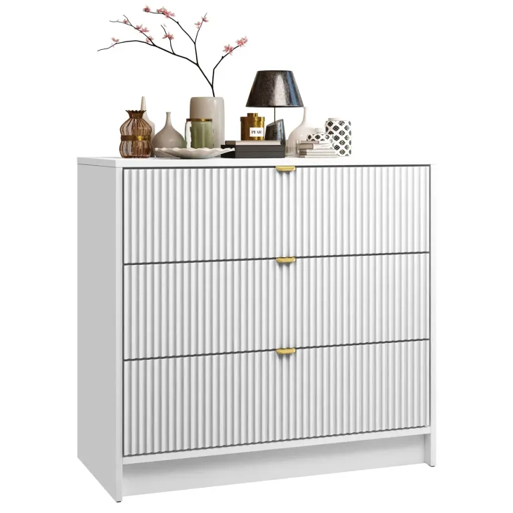 Cassettiera 80x75h cm 3 cassetti moderna bianco Athena