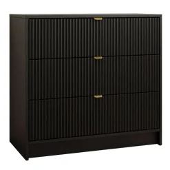 Cassettiera 80x75h cm 3 cassetti moderna nero Athena