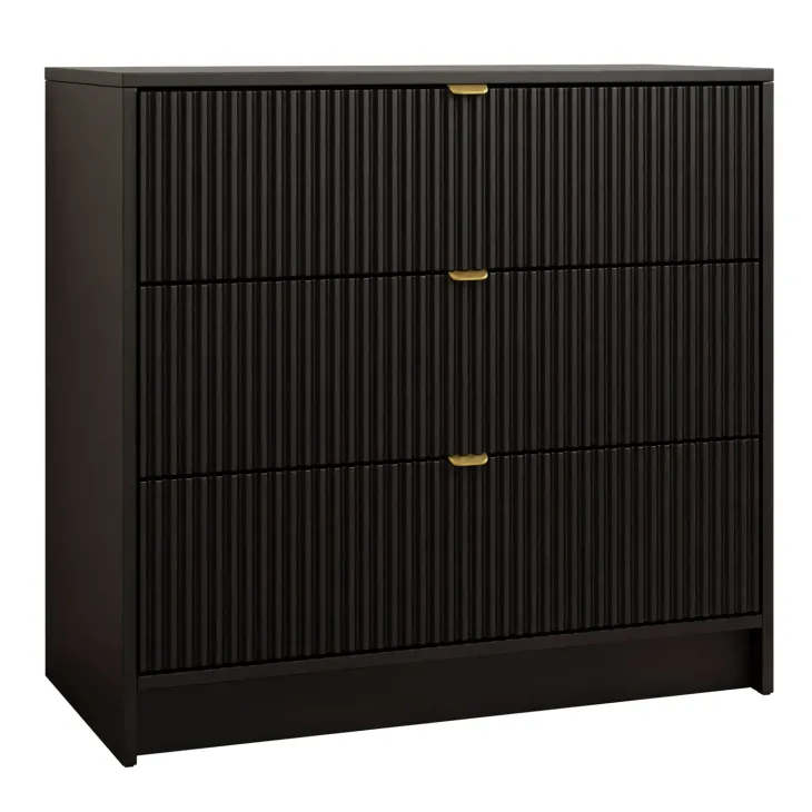 Cassettiera 80x75h cm 3 cassetti moderna nero Athena