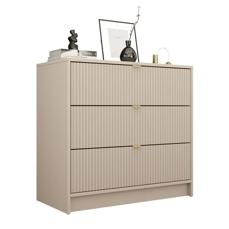 Cassettiera 80x75h cm 3 cassetti moderna beige Athena