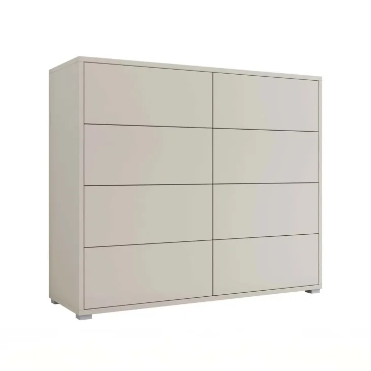 Cassettiera 120x93h cm 8 cassetti moderna beige cashmere Eindhoven