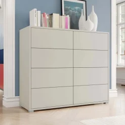 Cassettiera 120x93h cm 8 cassetti moderna beige cashmere Eindhoven