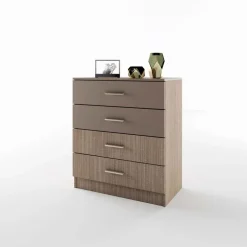 Cassettiera 80x91h cm 4 cassetti moderno rovere scuro marrone Cavour Gihome®