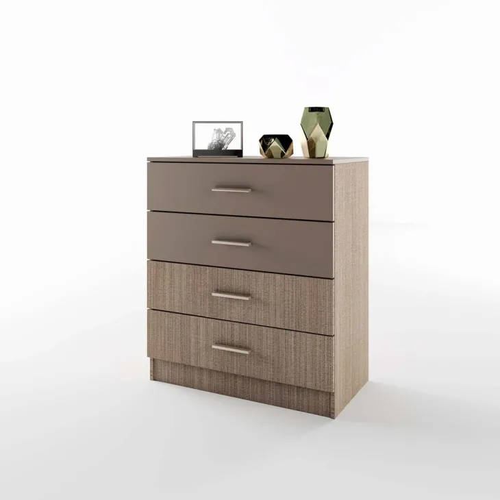 Cassettiera 80x91h cm 4 cassetti moderno rovere scuro marrone Cavour Gihome®