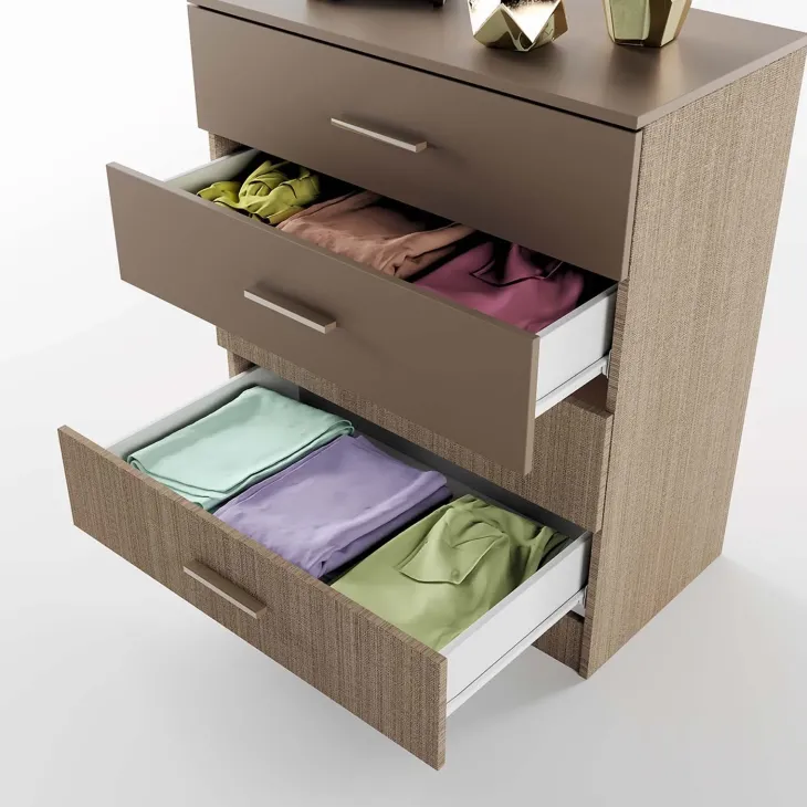 Cassettiera 80x91h cm 4 cassetti moderno rovere scuro marrone Cavour Gihome®