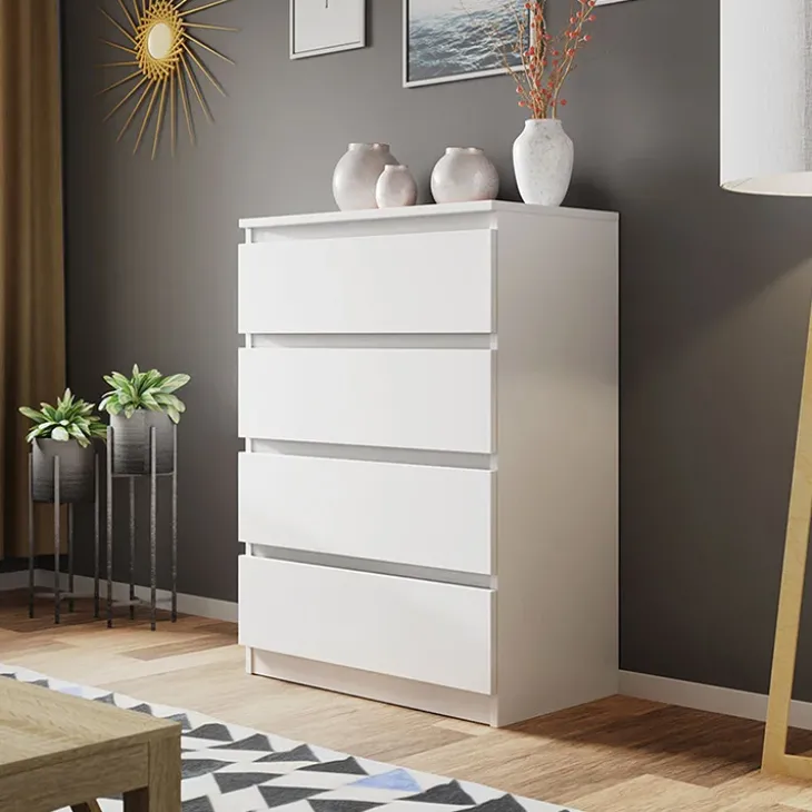 Cassettiera 70x100h cm 4 cassetti moderna bianco Rotterdam
