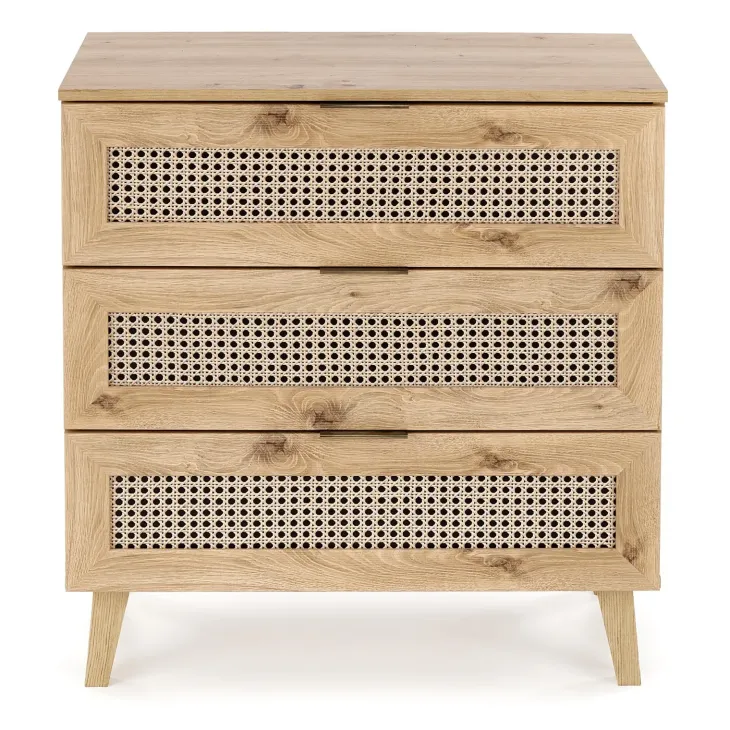 Cassettiera 80x85h cm 3 cassetti moderna rovere Sombra