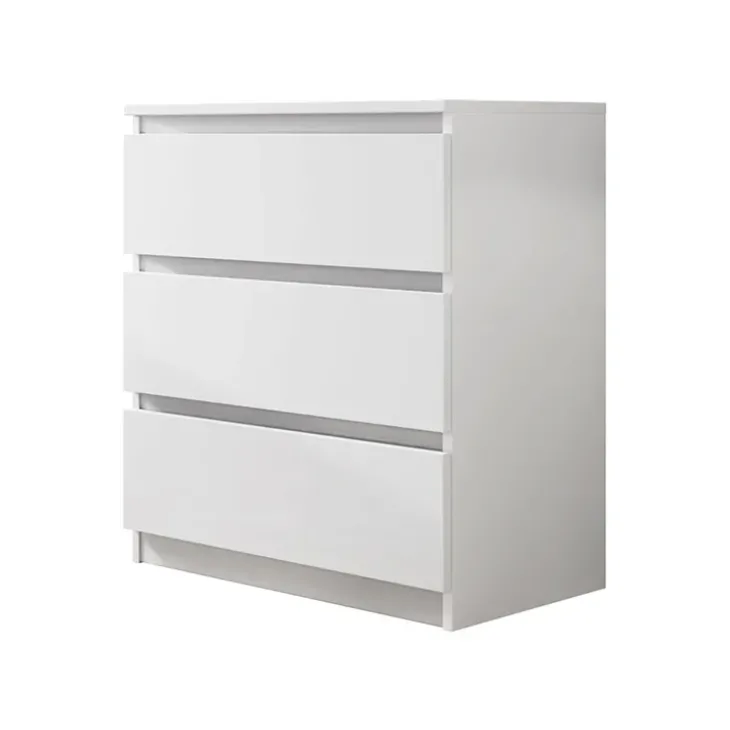 Cassettiera 70x77h cm 3 cassetti moderna bianco Rotterdam