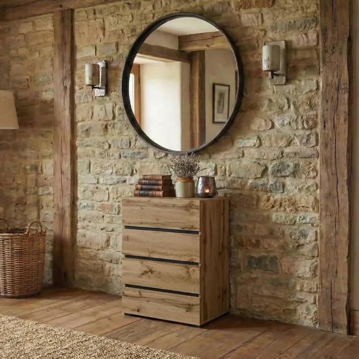 Cassettiera 60x79h cm 4 cassetti rovere Lolla