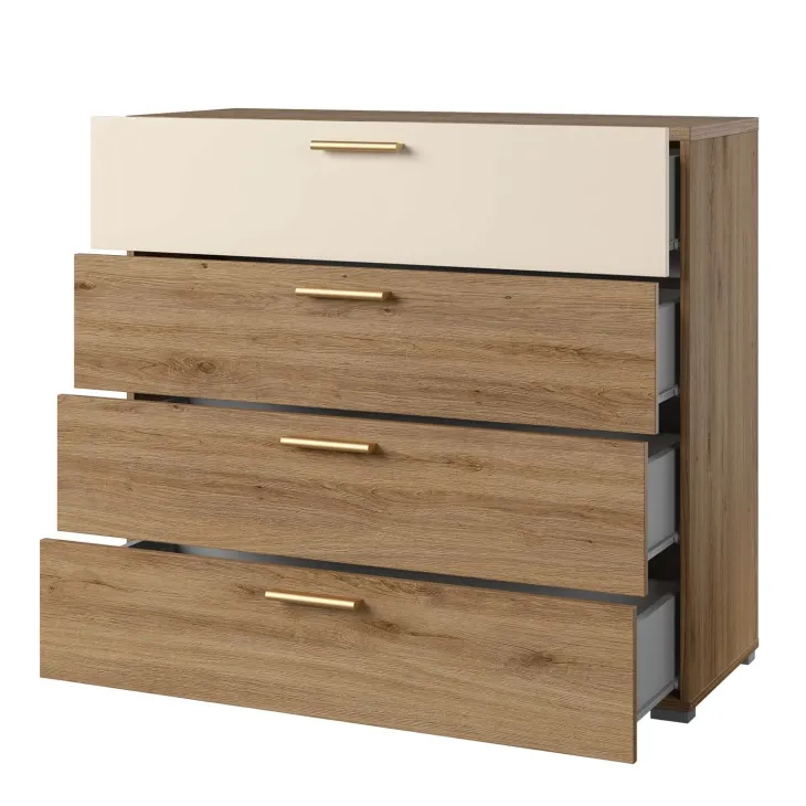 Cassettiera 100x91h cm 4 cassetti rovere beige Ama