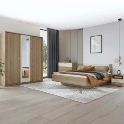 Cassettiera 100x91h cm 4 cassetti rovere beige Ama