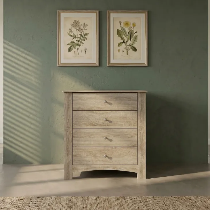 Cassettiera 80x90h cm 4 cassetti rovere sonoma Londra